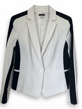VENUS White Blazer with Black Contrast Panels